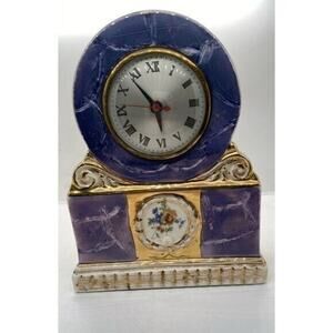 Rare Vintage Porcelain Victorian Mantle Clock American Gold Trim Not Working